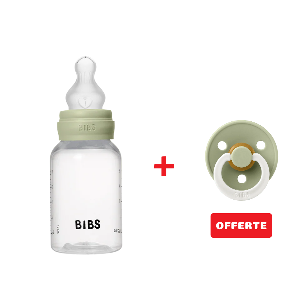 Biberon sans BPA 150ml avec tétine en silicone Débit lent - Sage - Bibs - Baby Bottle pour bébé Maroc -www.babyboss.ma