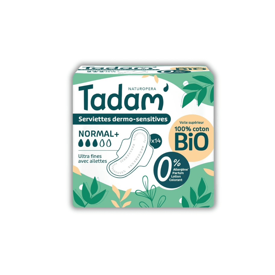 Tadam' Serviettes Dermo-sensitives Ultra avec Ailettes - Normal+ 14 unités - TADAM' - Hygiène Intime pour bébé Maroc -www.babyboss.ma