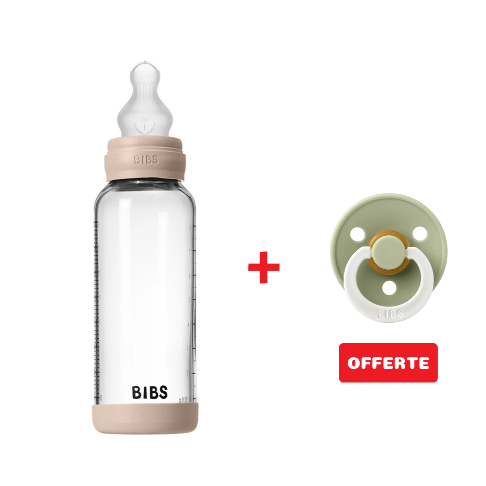 Biberon en Verre 240ml avec Tétine en Silicone Débit Moyen - Blush - Bibs - Baby Bottle pour bébé Maroc -www.babyboss.ma