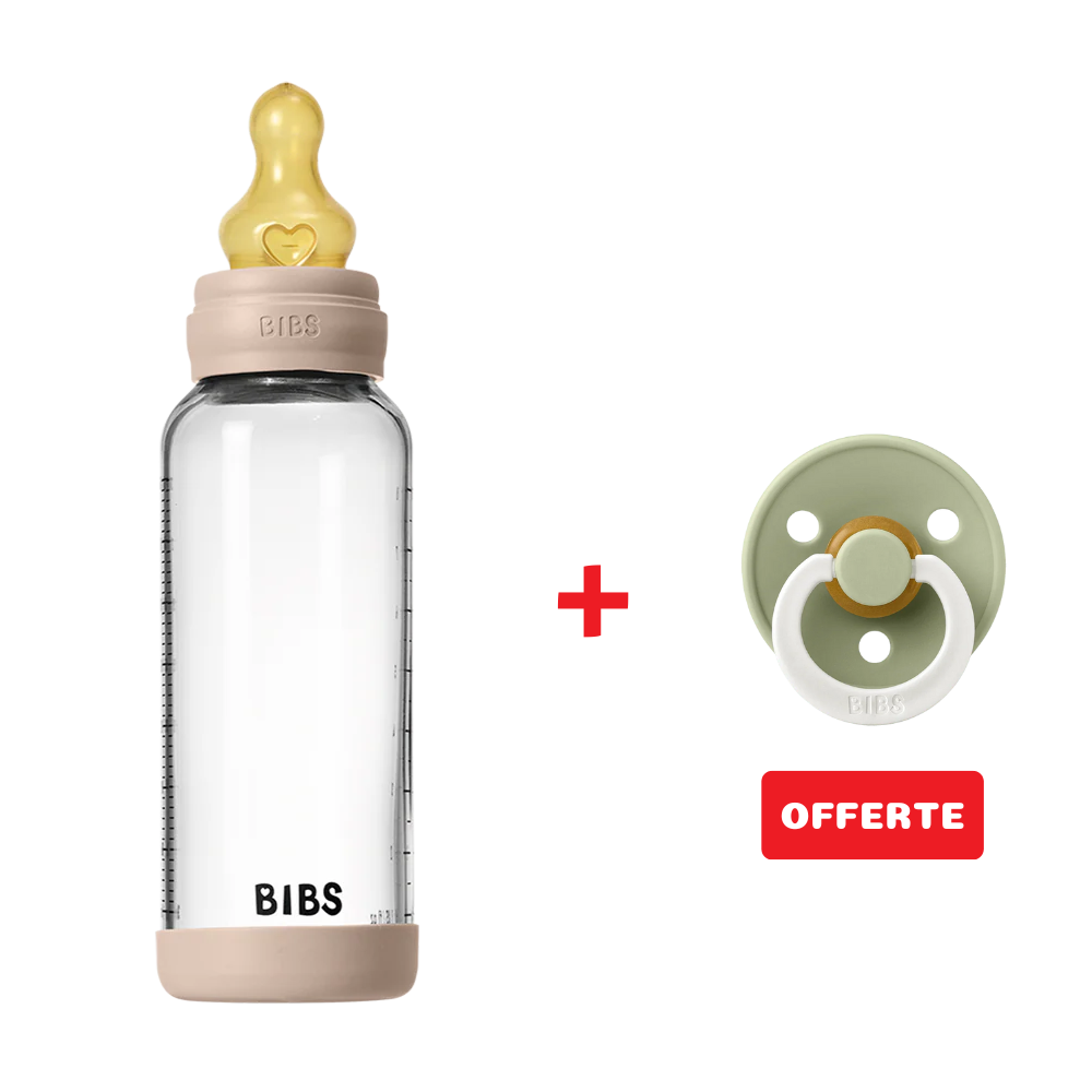 Biberon en Verre 240ml avec Tétine en Latex Débit Moyen - Blush