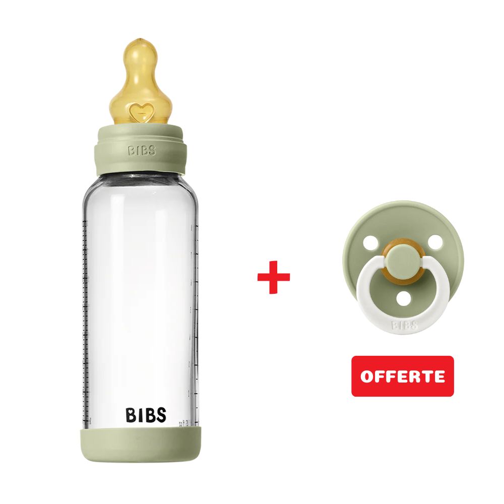 Biberon en Verre 240ml avec Tétine en Latex Débit Moyen - Sage