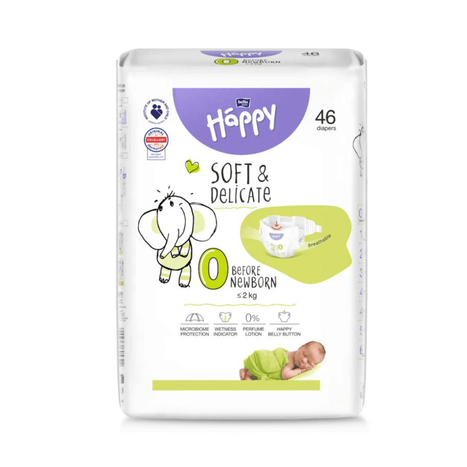 Couches Bébé Happy Taille 0 (≤2 kg) x 46 - Happy - pour bébé Maroc -www.babyboss.ma