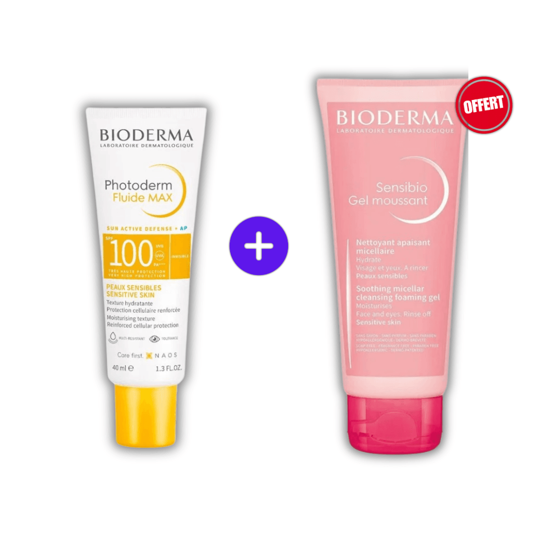 Photoderm Fluide MAX SPF100 + Gel Moussant OFFERT - Bioderma Photoderm - Protection solaire pour bébé Maroc -www.babyboss.ma