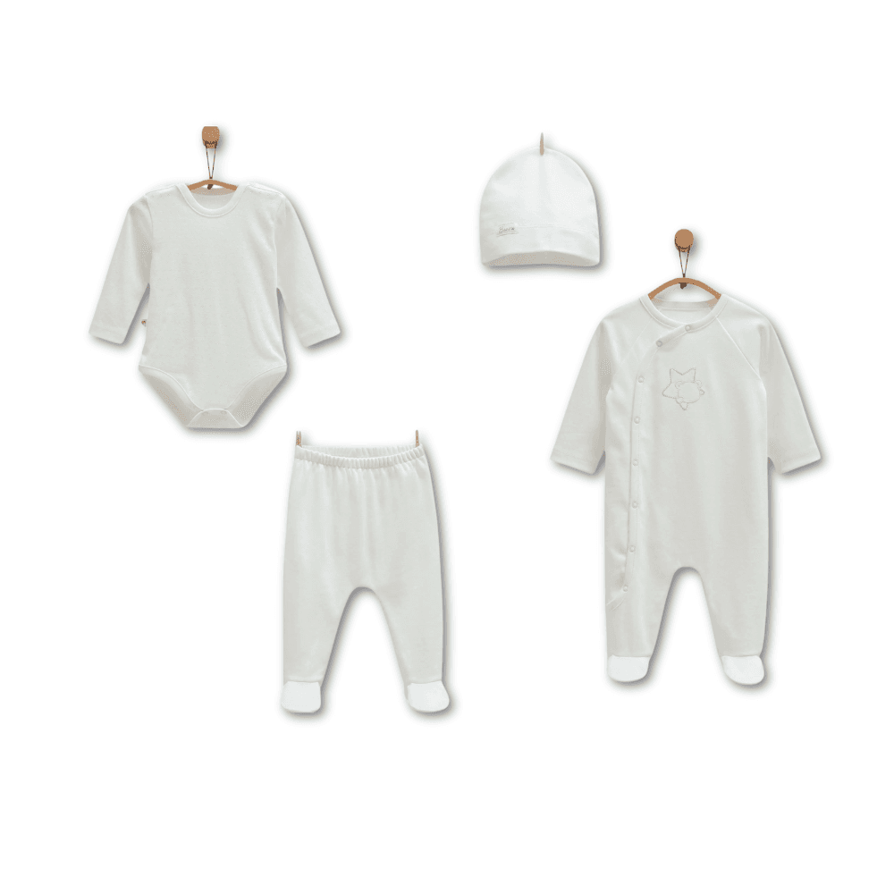 Pack 4 pieces écru - Caramell - Grenouillère pour bébé Maroc -www.babyboss.ma