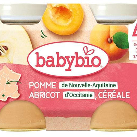 Babybio Petit Pot Pomme D'Aquitaine Abricot d'Occitanie Céréale 2x 130g - Babybio - Alimentation pour bébé Maroc -www.babyboss.ma