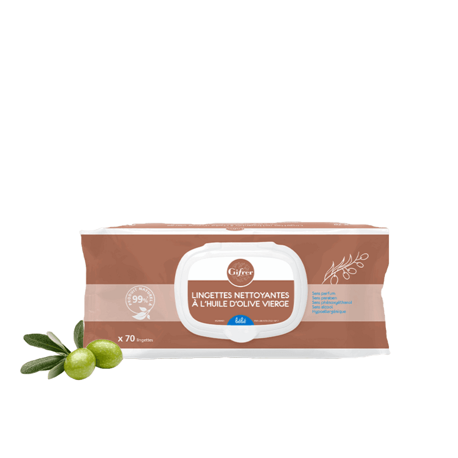 ⚡Gifrer Lingettes nettoyantes à l’huile d’olive x 70⚡ - flash - Lingettes pour bébé Maroc -www.babyboss.ma