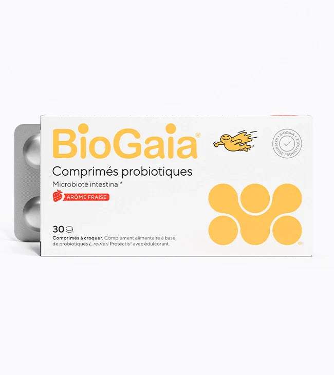 BioGaia® Comprimés probiotiques arôme fraise - dès 3 ans - BioGaia - Soins Digestifs pour bébé Maroc -www.babyboss.ma