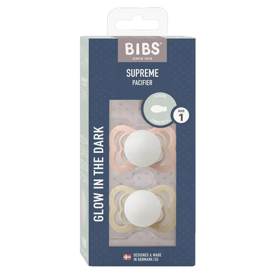 مجموعة من 2 Sucettes Bibs Supreme GLOW - أحمر الخدود/الفانيليا