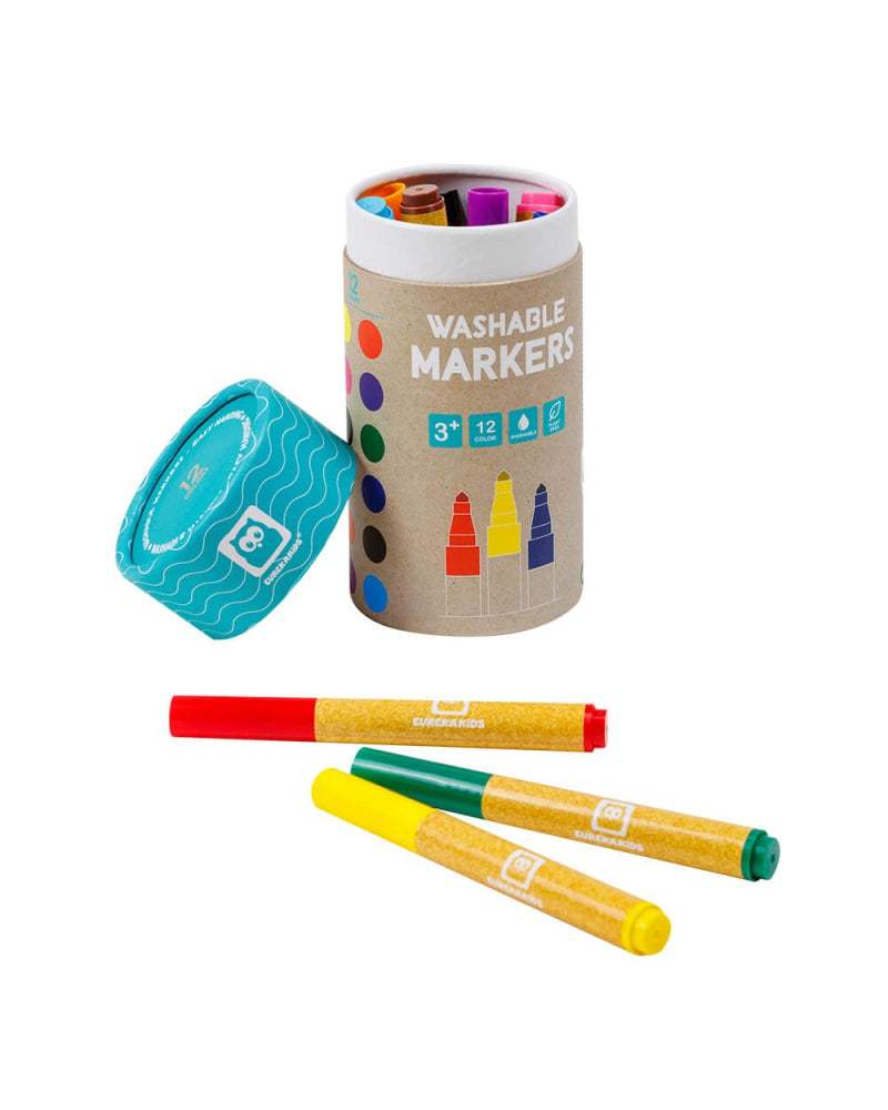Eurekakids Marqueurs Lavable 12 pcs 3A+ - Eurekakids - Marqueurs pour bébé Maroc -www.babyboss.ma