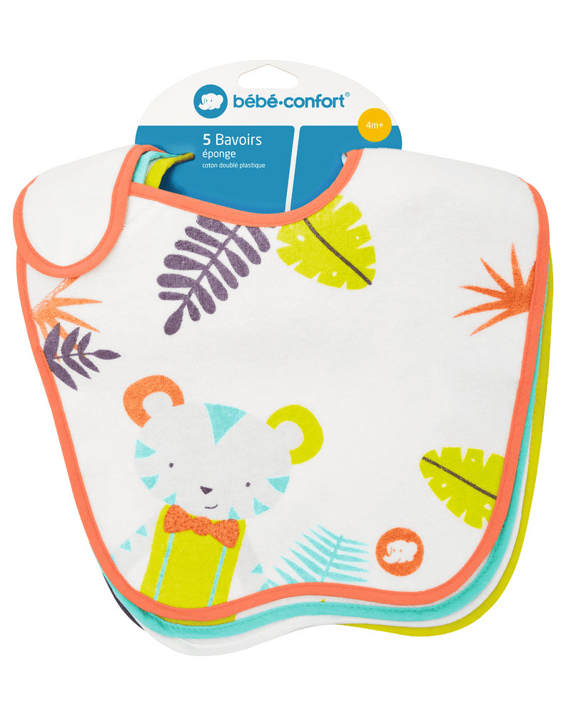 Bébé Confort Lot de 5 Bavoirs Jungle Vibes - Taille 1/2