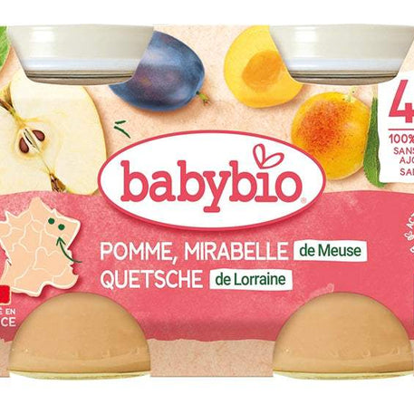 Babybio Petit Pot Mirabelles & Pomme de Nouvelle-Aquitaine 2x 130g - Babybio - Alimentation pour bébé Maroc -www.babyboss.ma