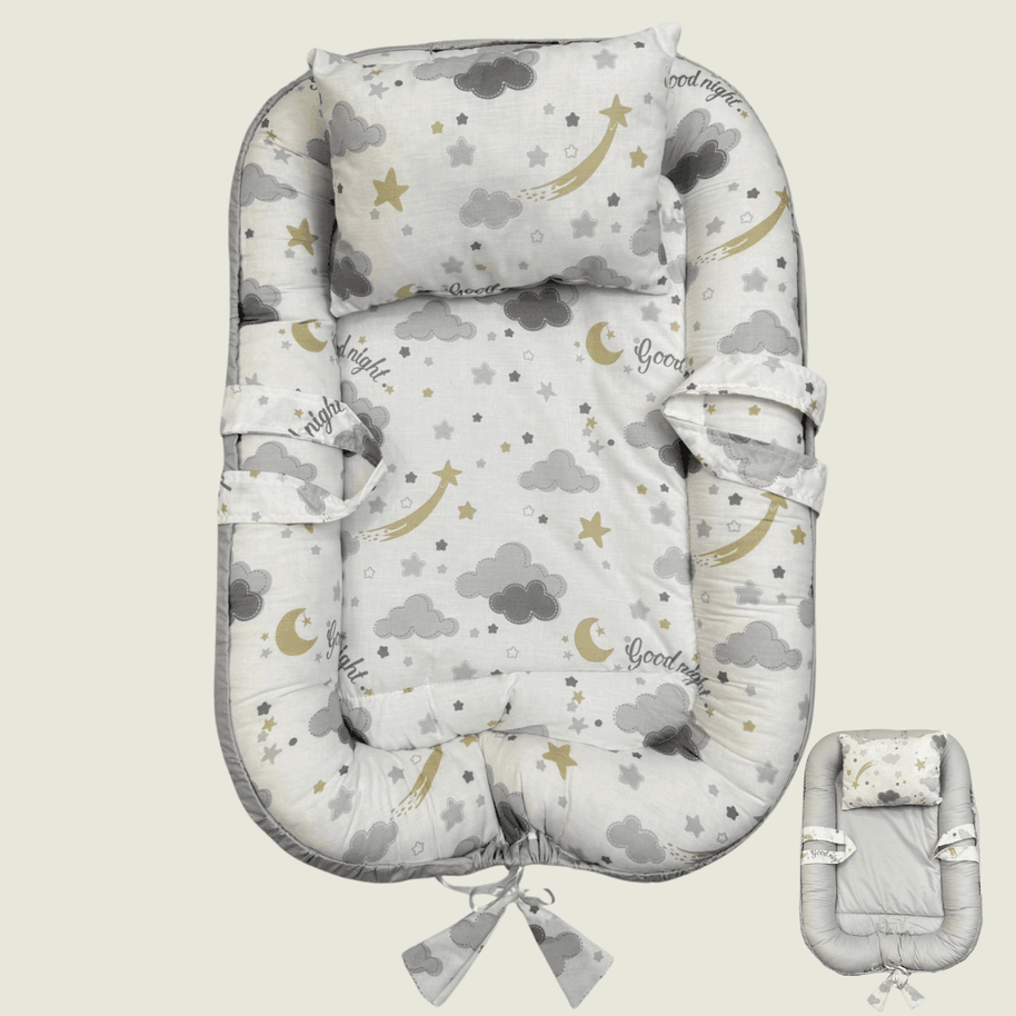 Couffin Double-Face pour Bébé - Cotton Gris - BABYBOSS sommeil - pour bébé Maroc -www.babyboss.ma