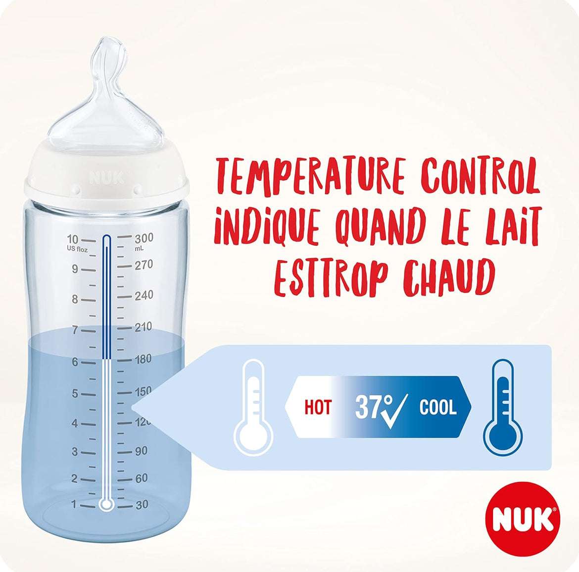 Nuk Biberon first choice+ Température control 240 ml en Verre – Bleu