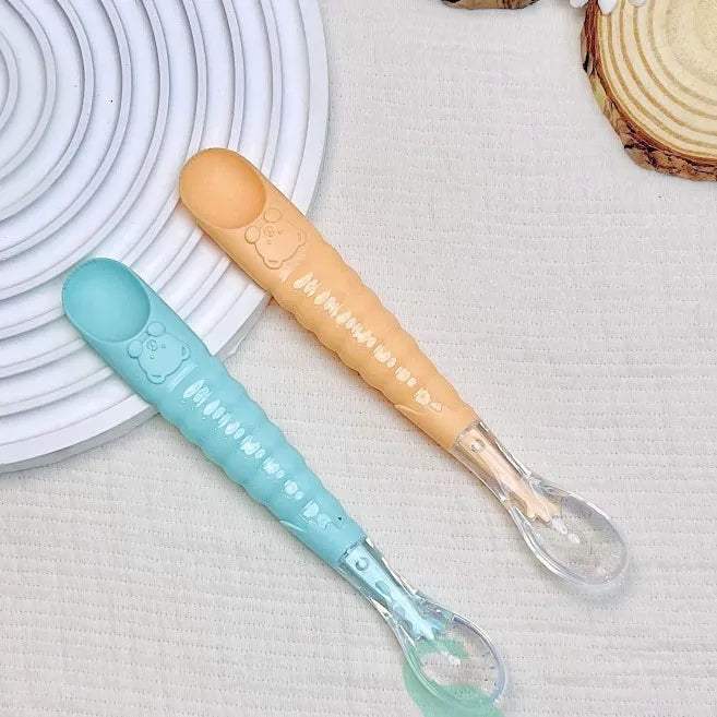 2pcs Cuillère à Nourriture en Silicone pour Bébé - Babyboss.ma - pour bébé Maroc -www.babyboss.ma