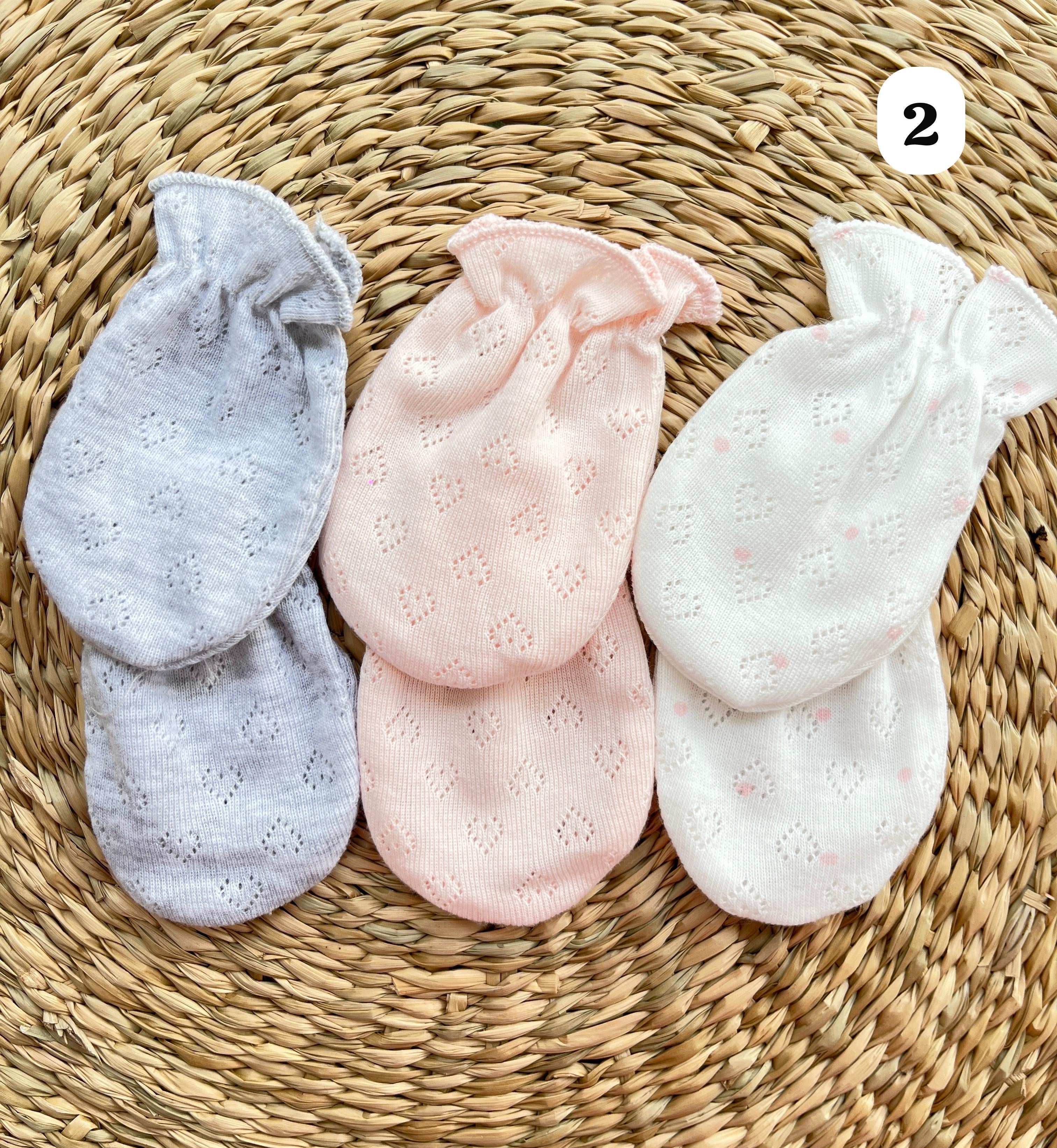 Lot de 3 moufles bébé 100% Coton
