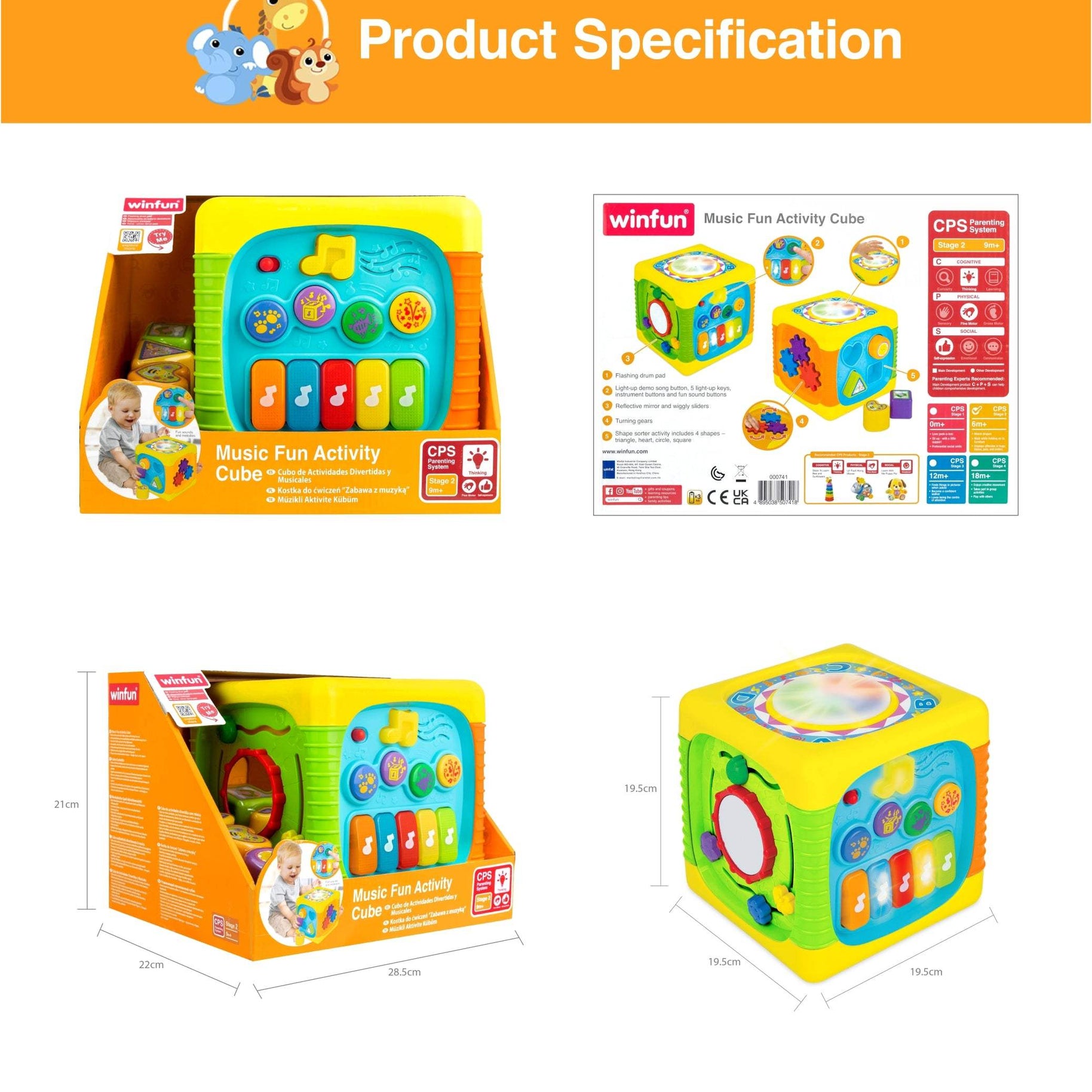 Cubo de actividades grande Winfun 8M+