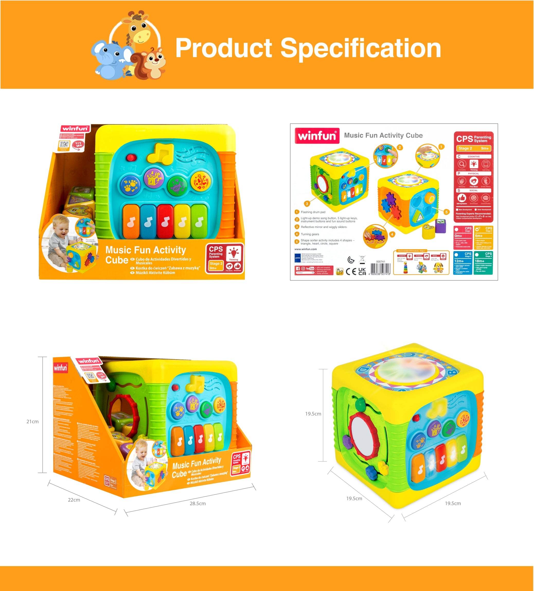 Cubo de actividades grande Winfun 8M+