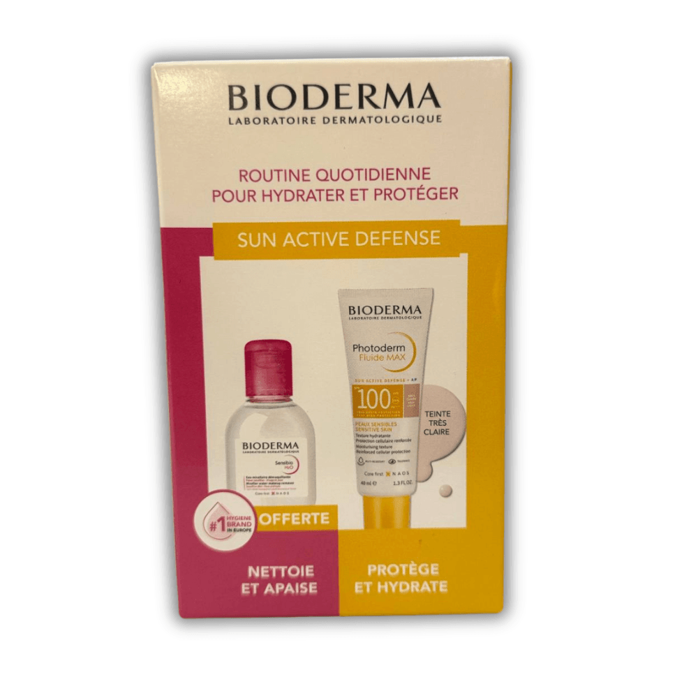 Pack Bioderma Photoderm MAX Fluide SPF100 Teinte Très Claire 40ml + Sensibio H2O 100ml OFFERT - Bioderma Photoderm - Protection solaire pour bébé Maroc -www.babyboss.ma