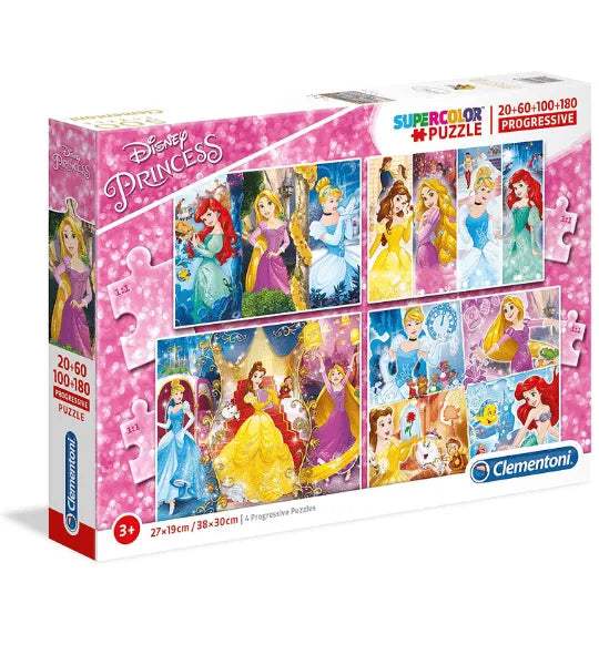 4 PUZZLES PROGRESSIFS SUPERCOLOR PRINCESSES DISNEY – CLEMENTONI - Clementoni - pour bébé Maroc -www.babyboss.ma