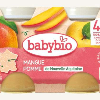 Babybio Petit Pot Mangue Pomme de Nouvelle-Aquitaine 2x 130g - Babybio - Alimentation pour bébé Maroc -www.babyboss.ma