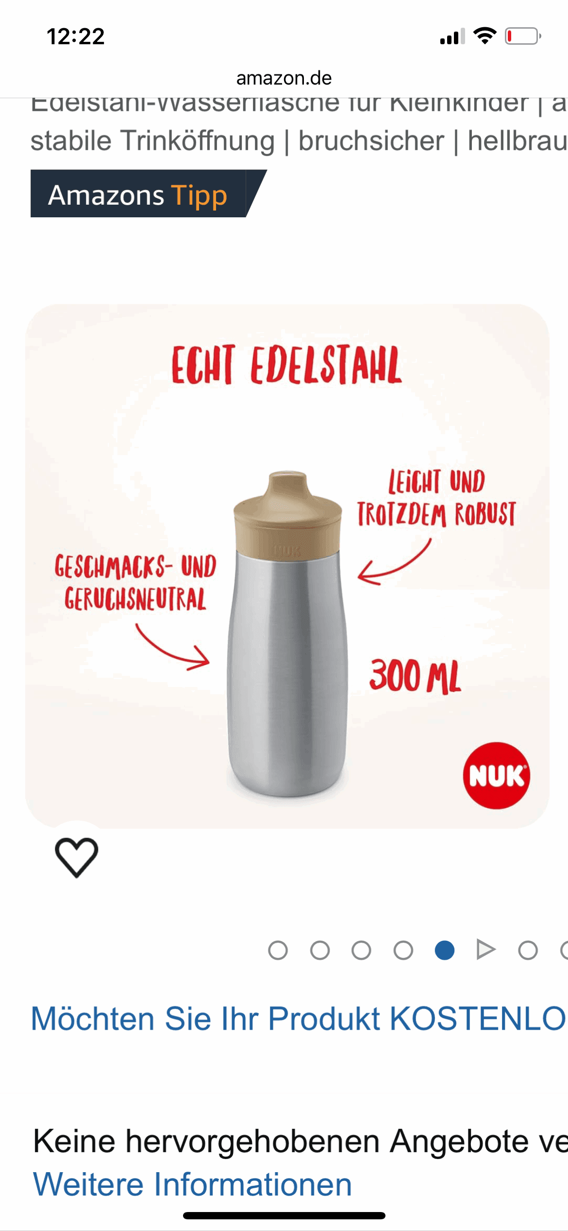 NUK Mini-Me Sip en acier inoxydable 300ml avec bec verseur blanc - NUK - pour bébé Maroc -www.babyboss.ma