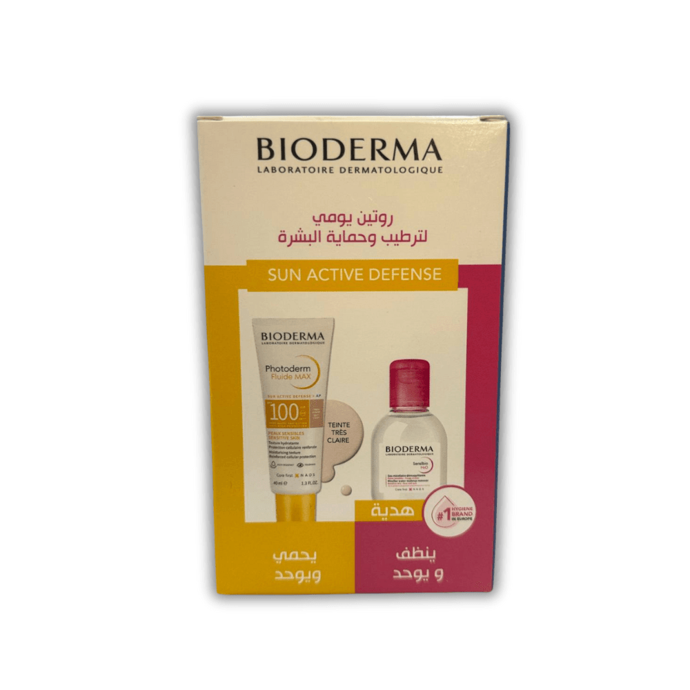 Pack Bioderma Photoderm MAX Fluide SPF100 Teinte Très Claire 40ml + Sensibio H2O 100ml OFFERT - Bioderma Photoderm - Protection solaire pour bébé Maroc -www.babyboss.ma