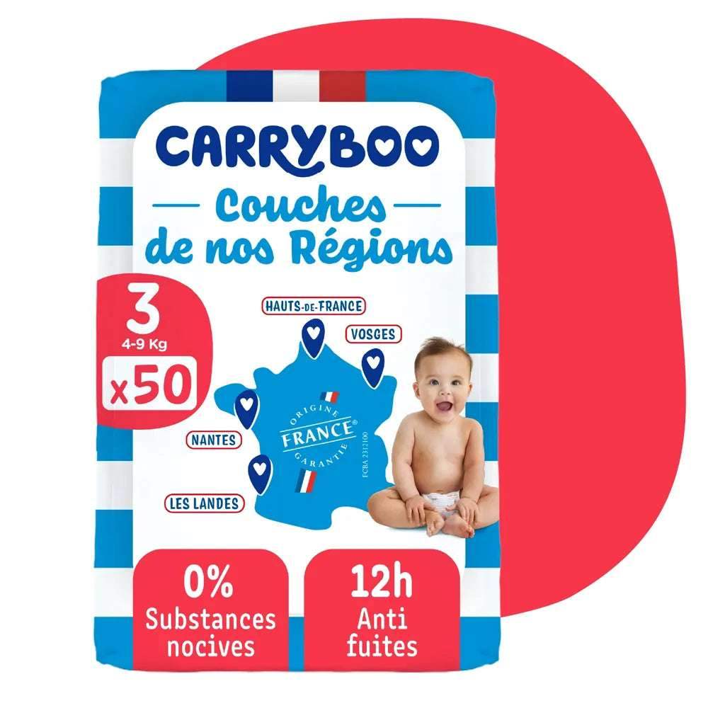 Carryboo Couches de nos Régions Taille 3 (4-9kg) - 50 Unités - Carryboo - Couches Bébé pour bébé Maroc -www.babyboss.ma