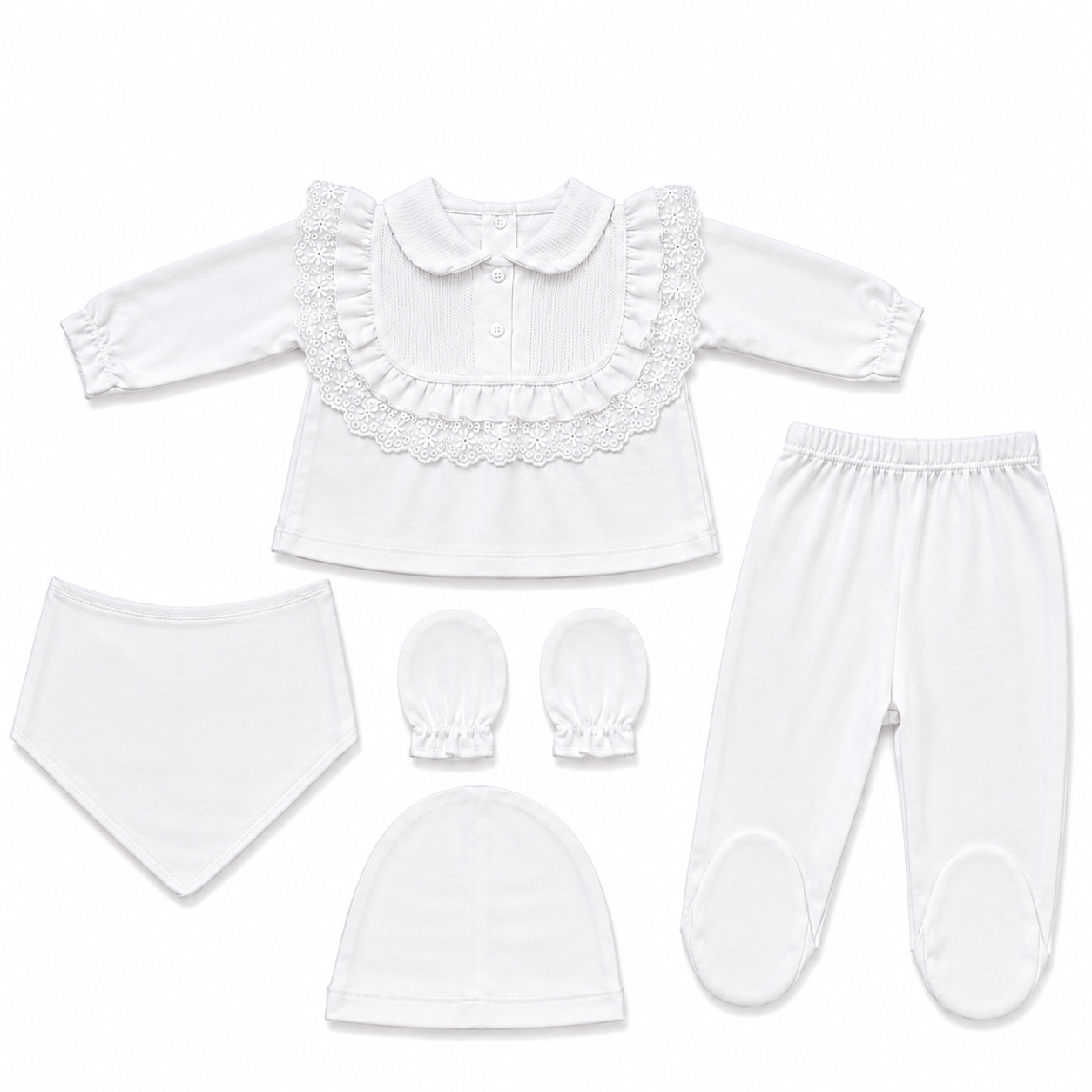 Ensemble naissance 5 pieces en coton 0-3 mois