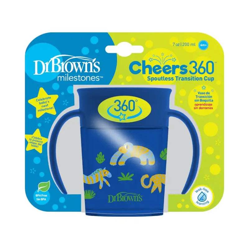 Dr. Brown's Gobelet Cheers 360° avec poignées 200ml - Bleu - Dr. Brown's - Tasses pour bébé Maroc -www.babyboss.ma
