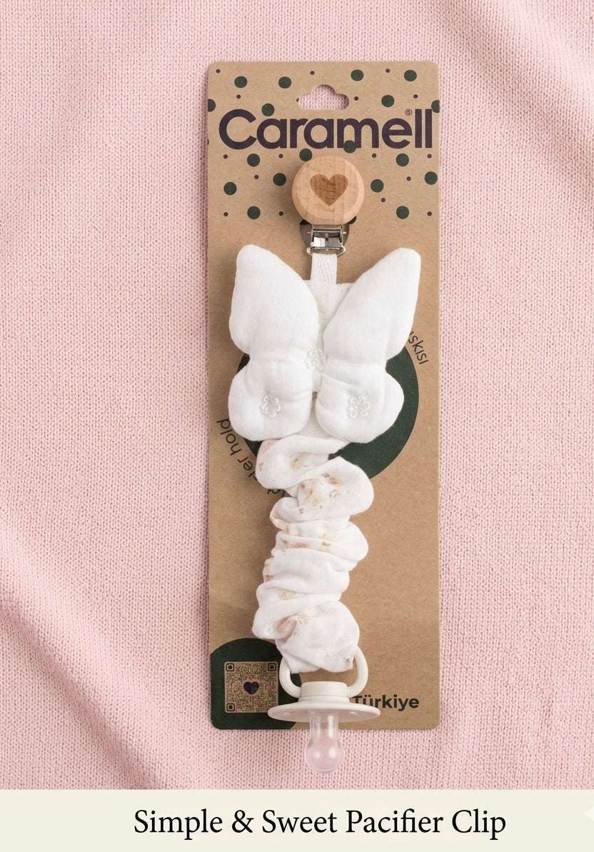 Attache tétine bébé écru -