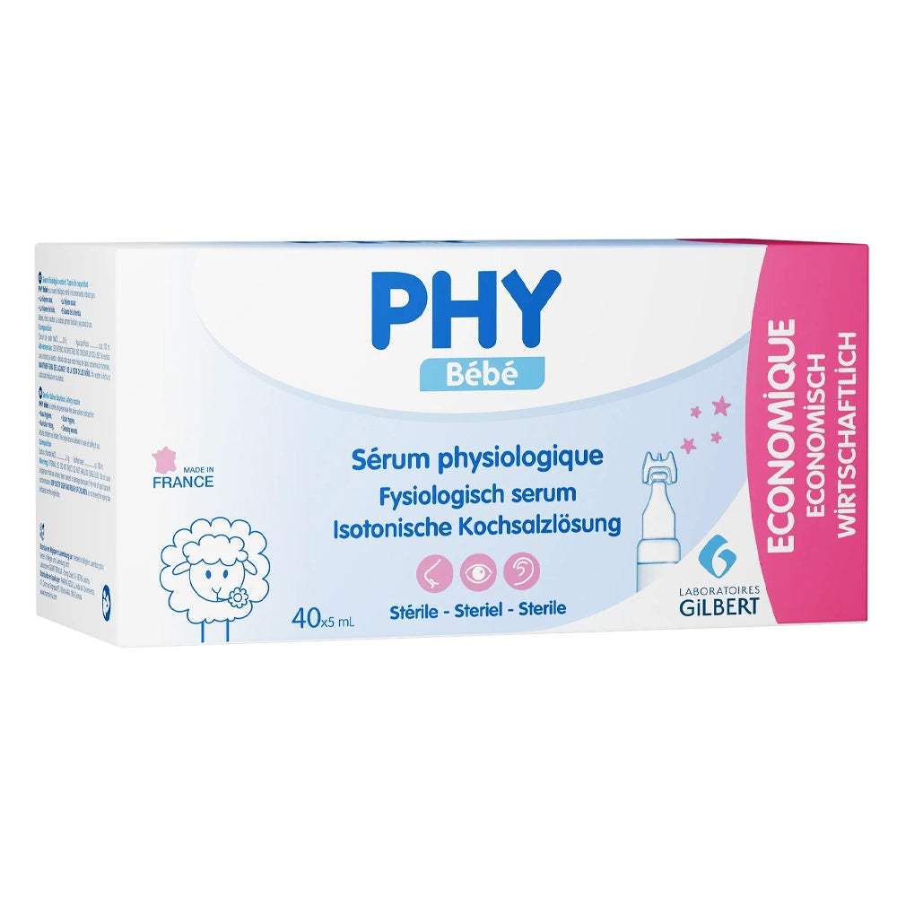 Gilbert PHY Sérum Physiologique - Boîte de 40 x 5ml - Gilbert - Hygiène et Soin pour bébé Maroc -www.babyboss.ma