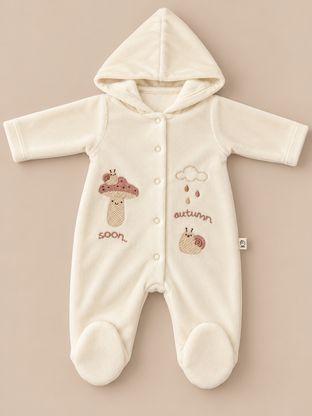 Grenouillère bébé à capuche en velours Bebelina