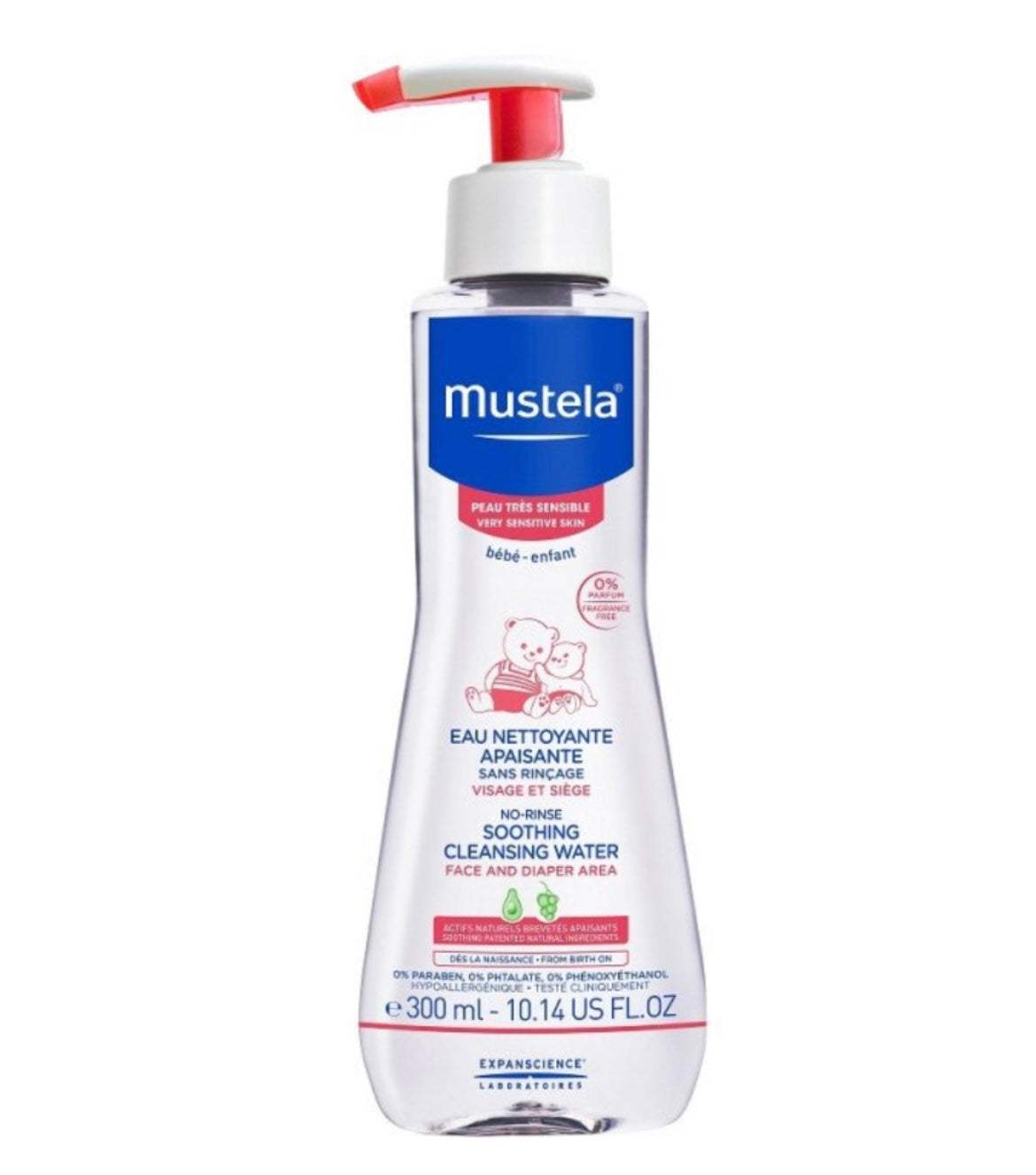 MUSTELA Eau Nettoyante Apaisante Peau Très Sensible 300 Ml - Mustela - Hygiène et Soin pour bébé Maroc -www.babyboss.ma