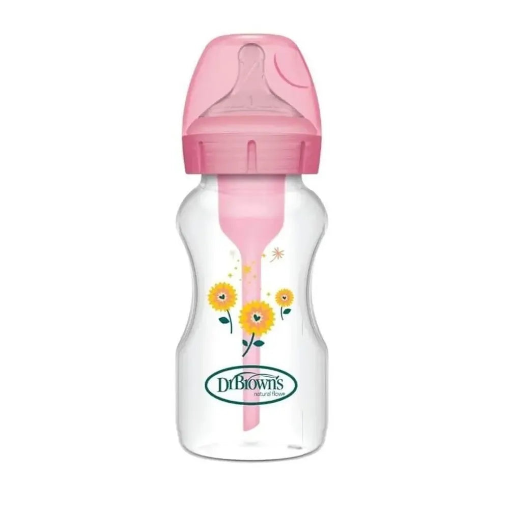 Dr. Brown’s Biberon Anti-Colique Options+ Col Large Rose 270 ml - Dr. Brown's - Biberon pour bébé Maroc -www.babyboss.ma