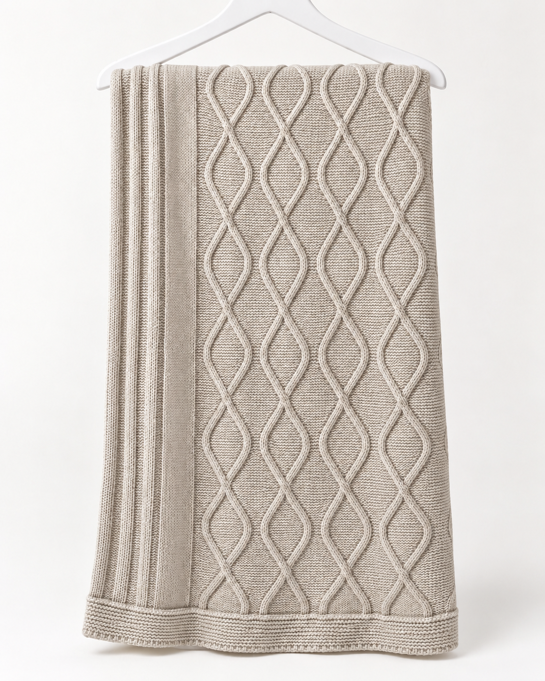 Couverture Bébé en Maille Tricotée Doublée Polaire – 88 × 74 cm