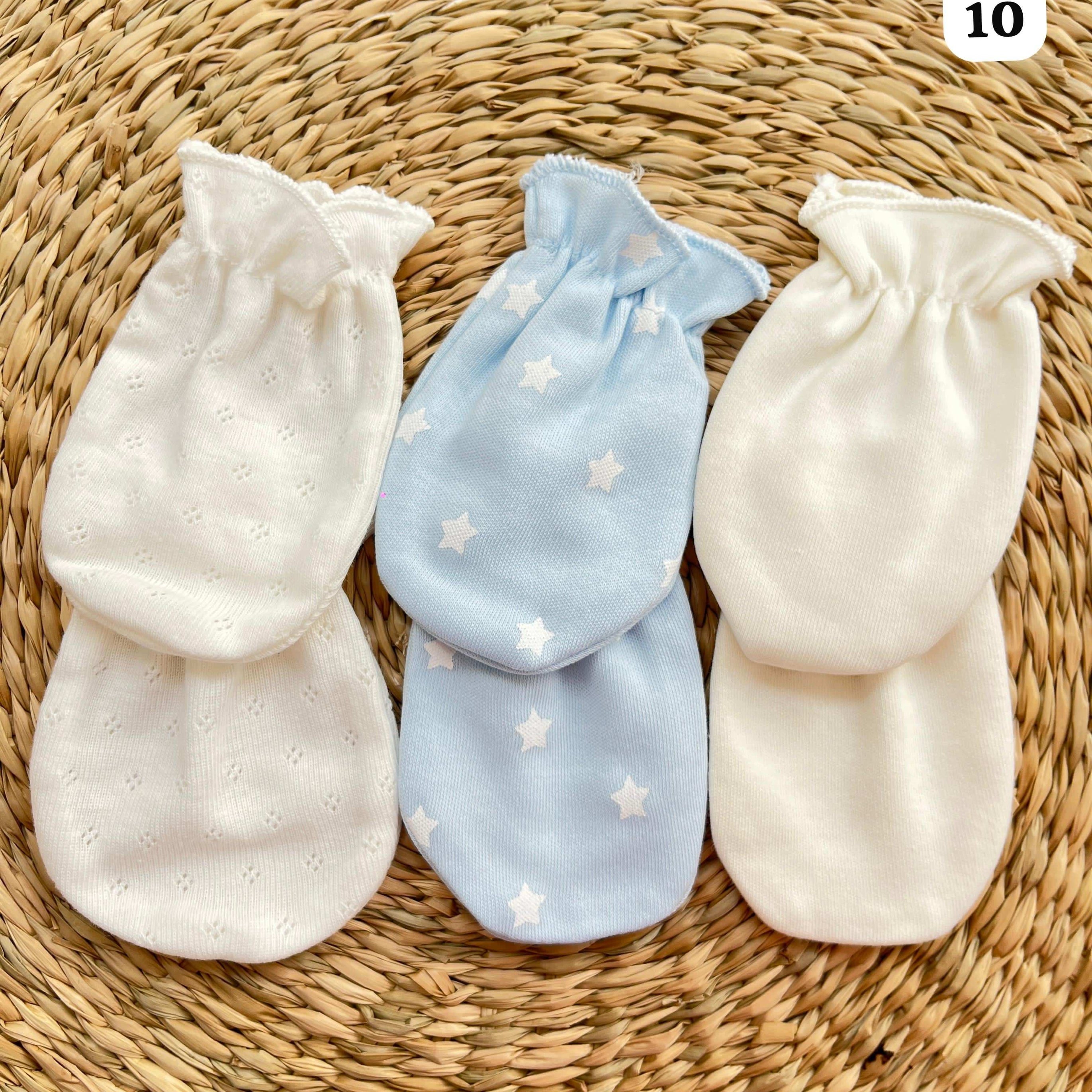 Lot de 3 moufles bébé 100% Coton