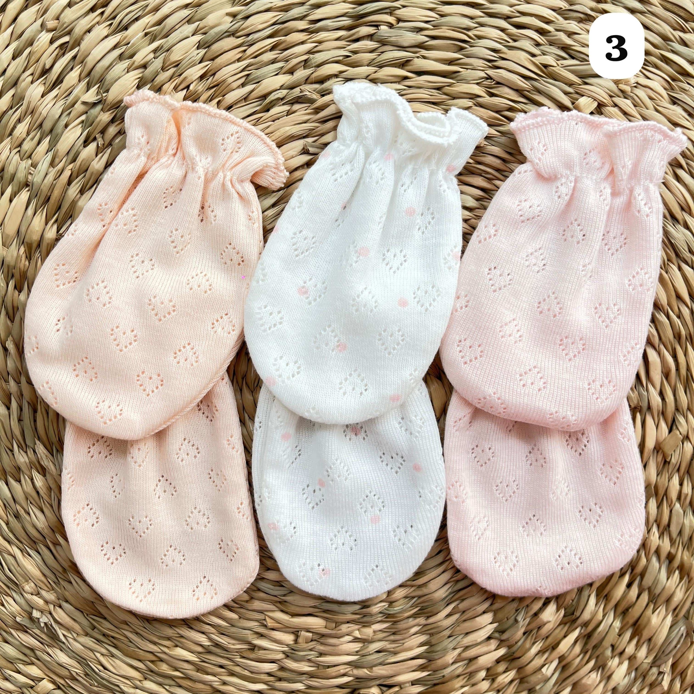 Lot de 3 moufles bébé 100% Coton