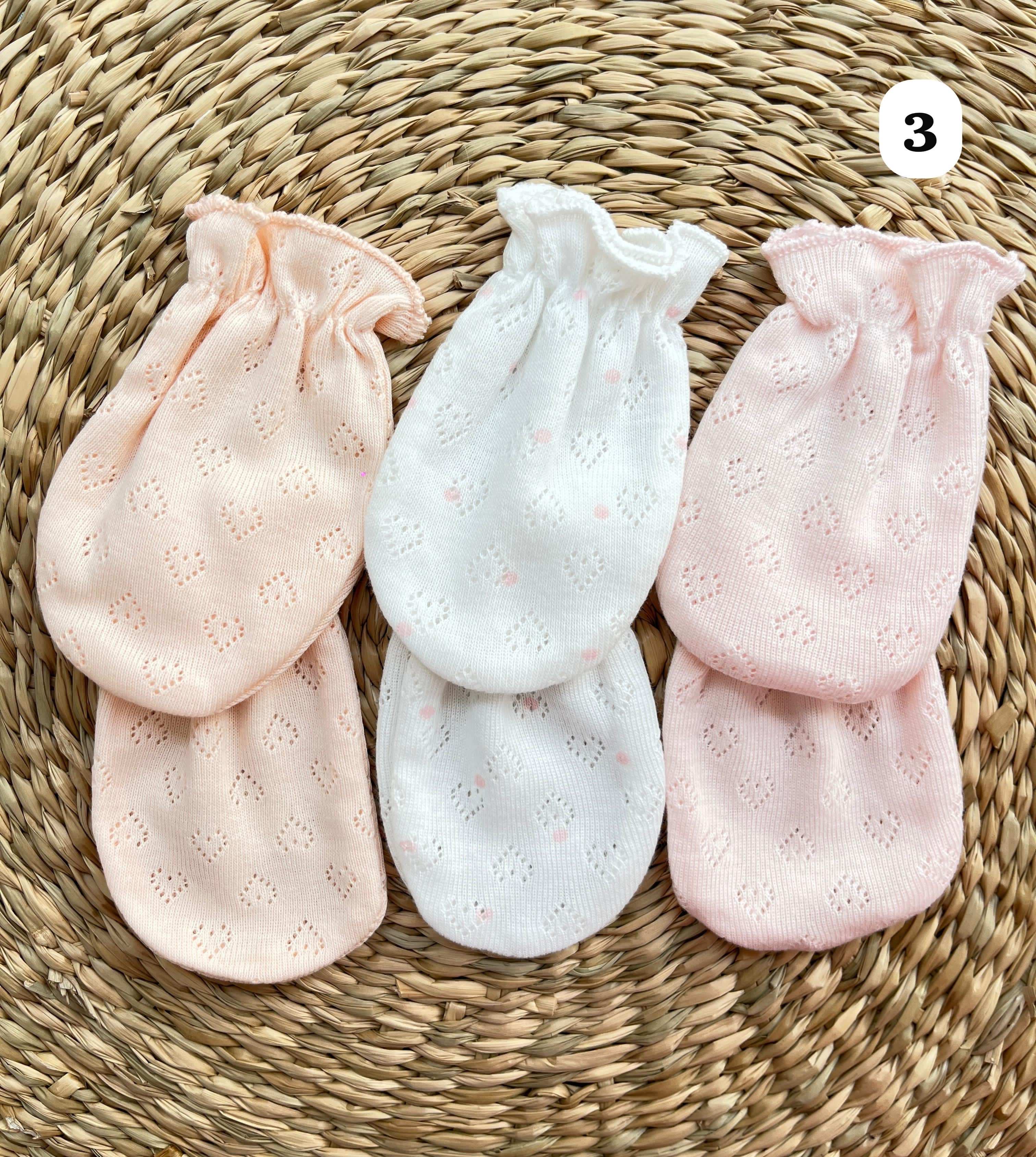 Lot de 3 moufles bébé 100% Coton