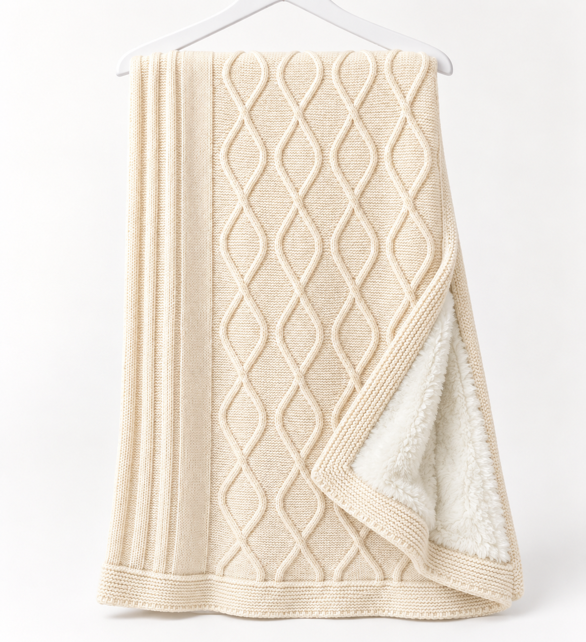 Couverture Bébé en Maille Tricotée Doublée Polaire – 88 × 74 cm