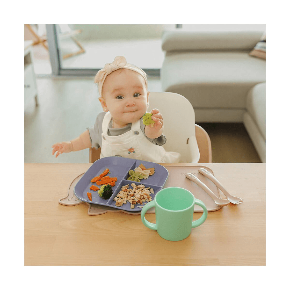 Miniland Vaisselle BLW avec nappe antidérapante pour les enfants - SUNSET - Miniland - pour bébé Maroc -www.babyboss.ma