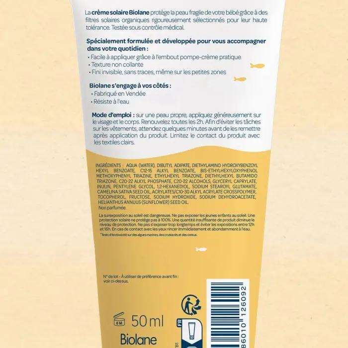 Biolane Crème solaire SPF50 Visage & Corps 50ml