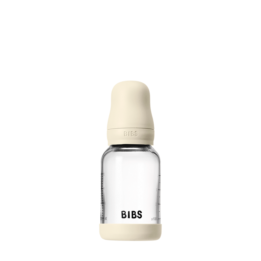 Biberon en Verre 120ml avec Tétine en Silicone Débit Lent - Ivory