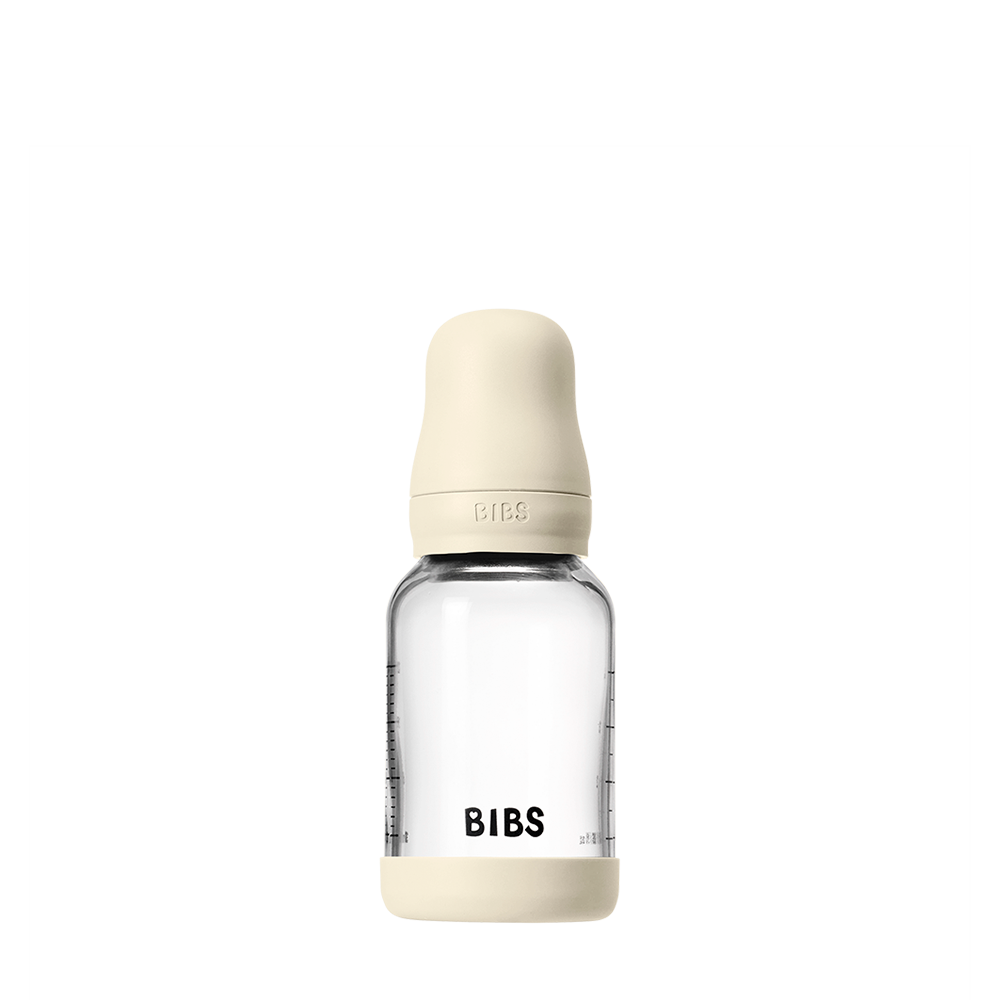 Biberon en Verre 120ml avec Tétine en Silicone Débit Lent - Ivory