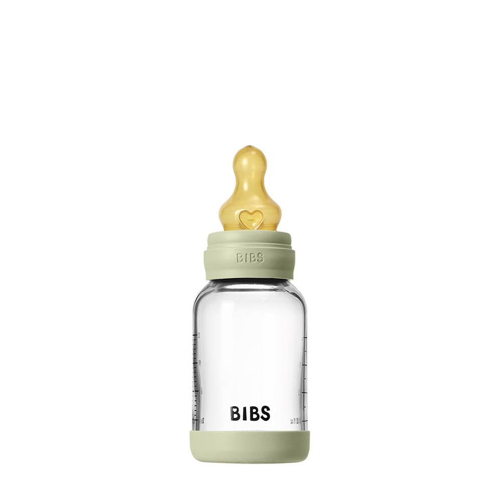 Biberon en Verre 120ml avec Tétine en Latex Débit lent – BIBS - Sage - Bibs - Biberon pour bébé Maroc -www.babyboss.ma
