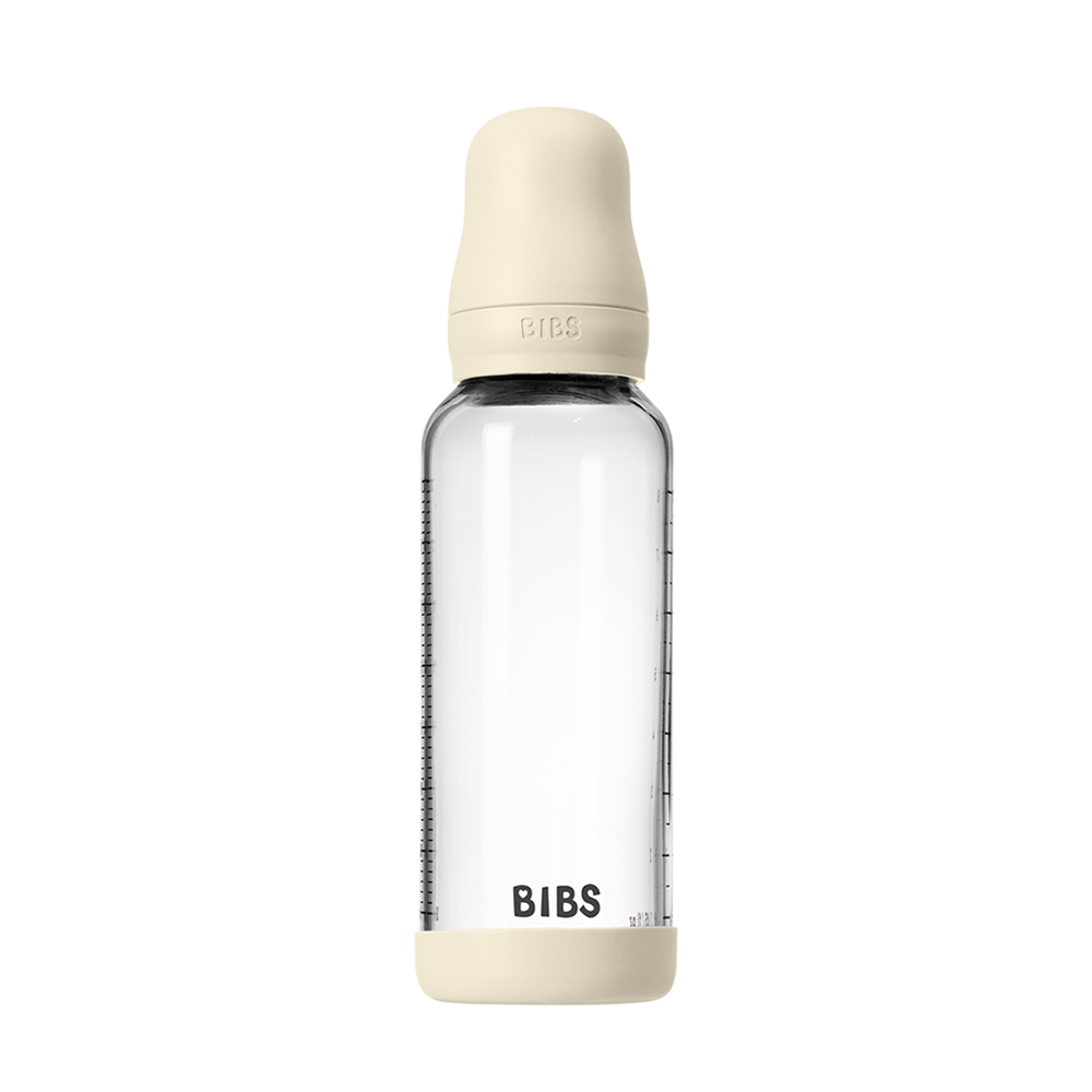 Biberon en Verre 240ml avec Tétine en Silicone Débit Moyen - Ivory