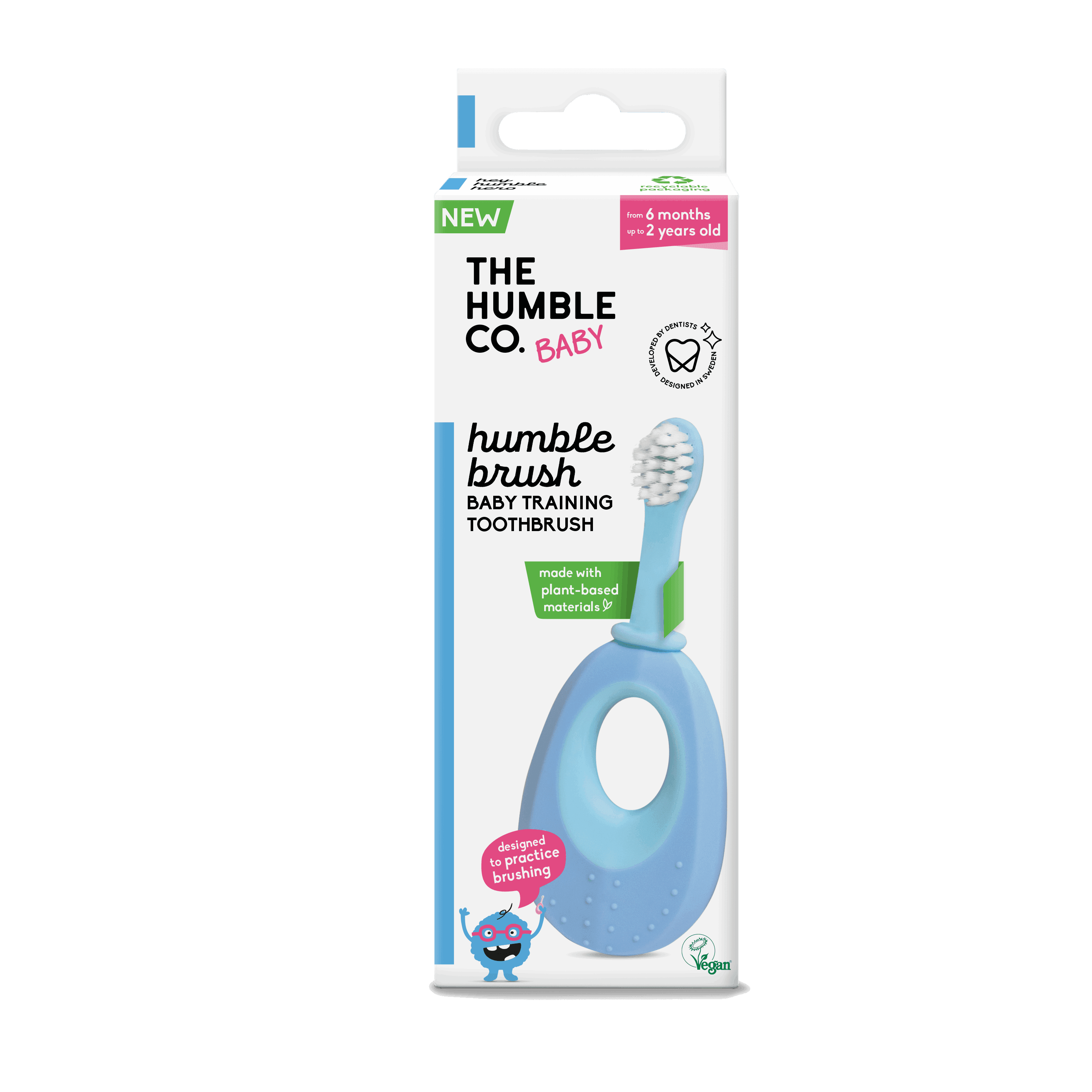 Brosse à dents pour bébés Humble Brush à base de plantes - Bleu - The Humble Co. - Brosse à dents pour bébé Maroc -www.babyboss.ma