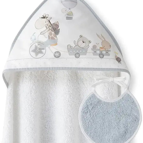 Interbaby cap de bain 100×100 et bavoir en gris