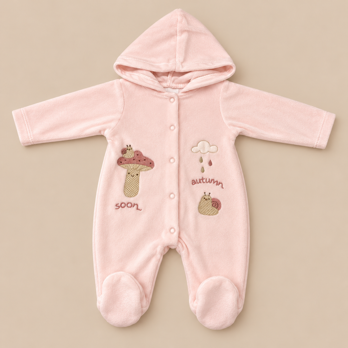 Grenouillère bébé à capuche en velours Bebelina