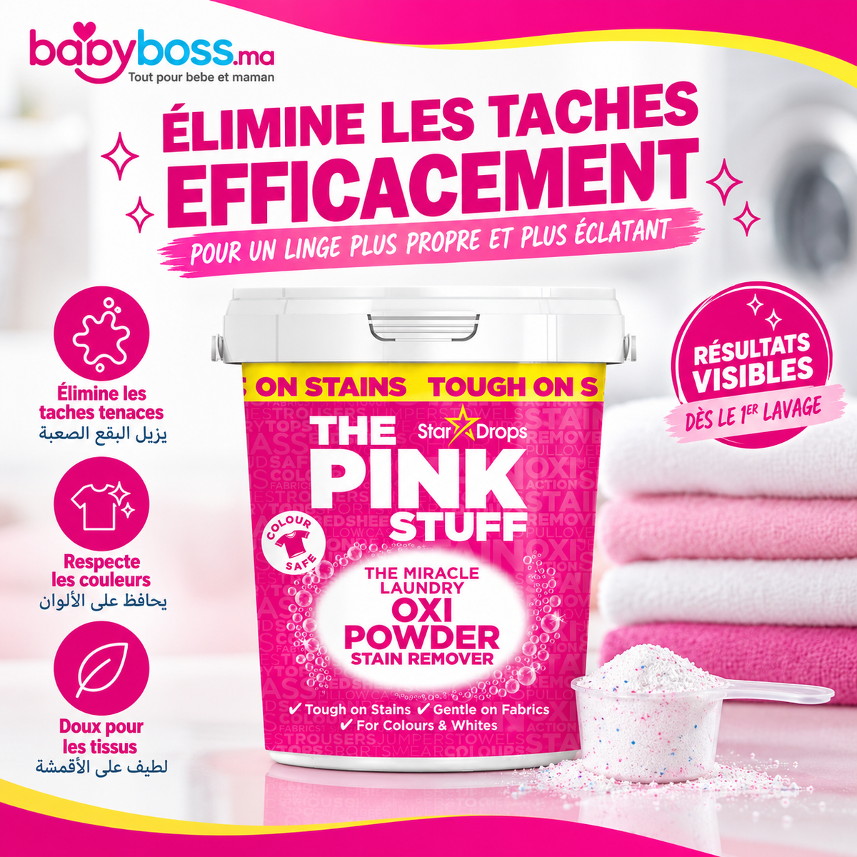 The Pink Stuff – Quitamanchas en Polvo Oxi Milagro para Ropa de Color 1 kg