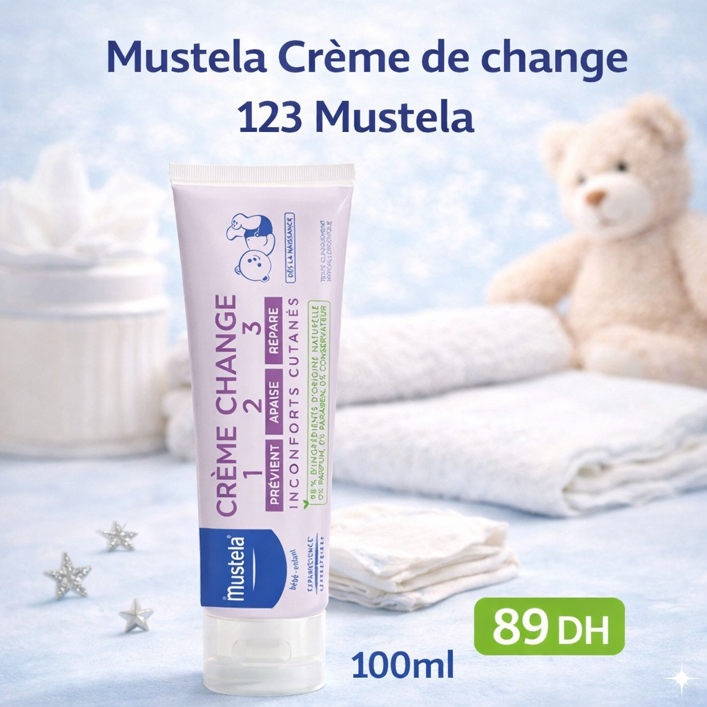 Mustela Crème de change 123 Mustela - 100ml - Mustela - Hygiène et Soin - Babyboss.ma